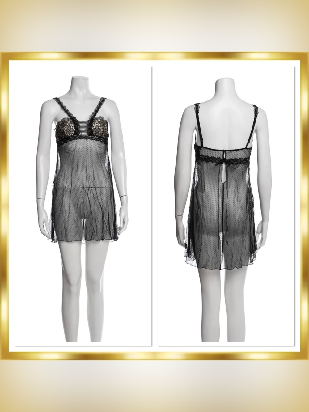 La Perla Plumetis Noche De Viento Polka Dot Tulle Chemise Sz 2 Small Rare